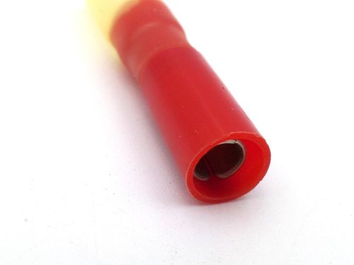 Heat shrink 4mm red female bullet socket terminal.