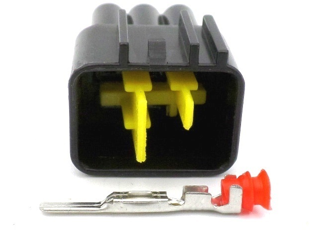 6 Way Male Black Sealed Connector Yellow Lock FW-C-6M-B