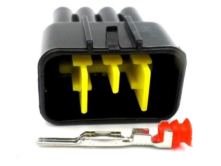 8 Way Male Black Sealed Connector Yellow Lock