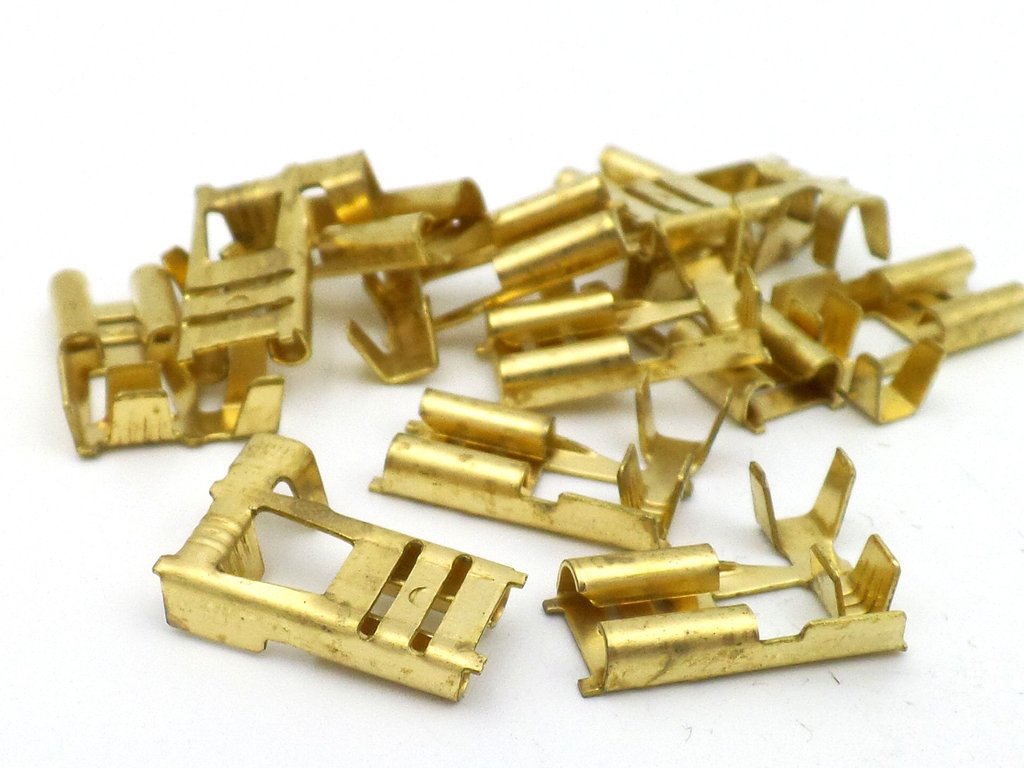 6.3mm Plain Brass Motorcycle Flag Terminal 10 Pack