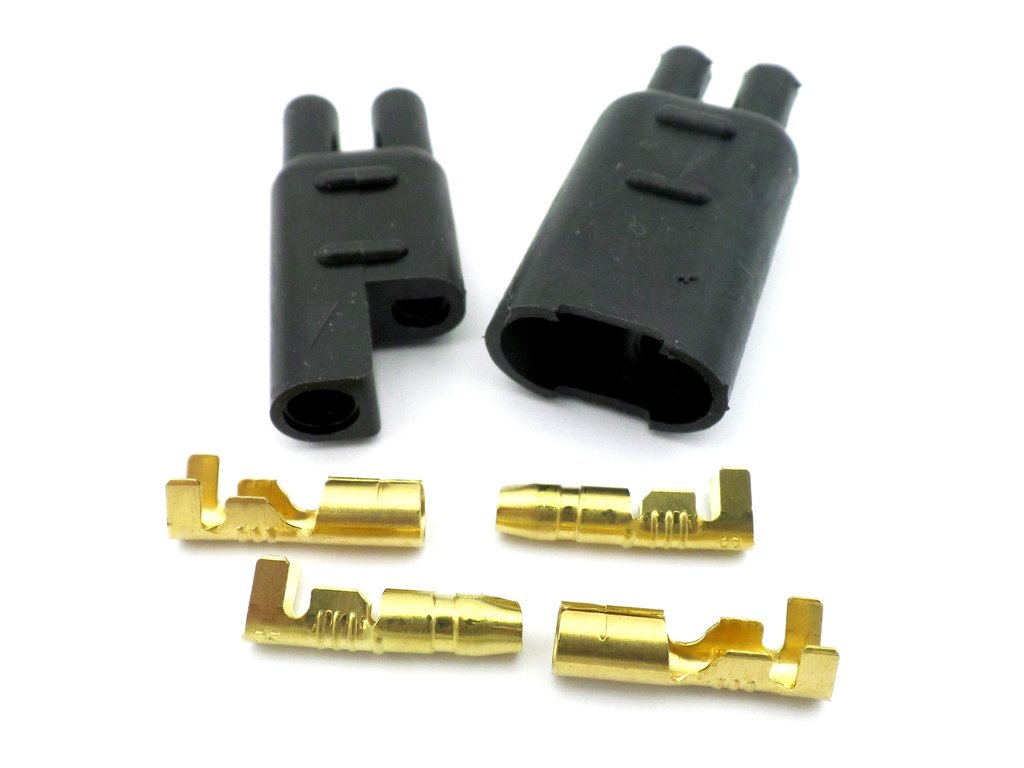 2 Way Black Rubber Kawasaki KH Connector 3.9mm Brass Bullets