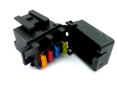 4 Way Motorcycle Mini Blade Fuse Box With Terminals and Fuses