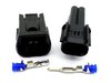 2 Way HX 060 Sealed Motorcycle Black Wiring Harness Connector