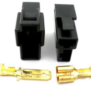 2 way black 6.3mm t connector plug set