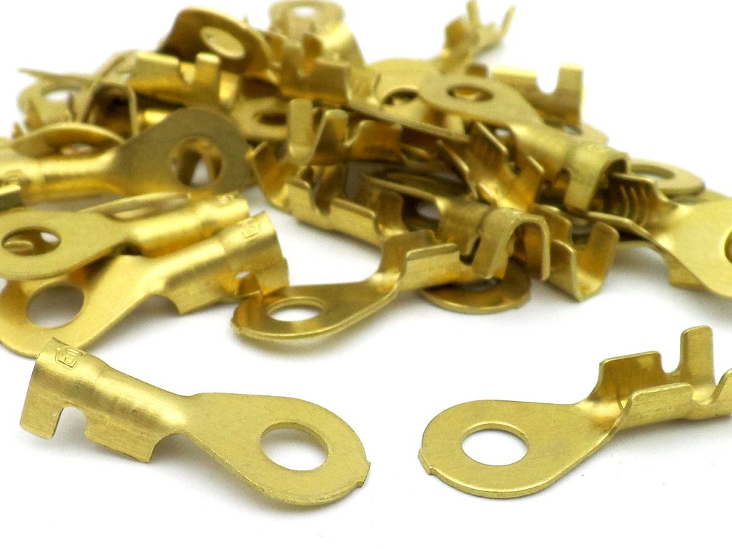Terminal 4mm 1.0mm² - 2.5mm² Brass Crimp Ring 50 Pack F-3