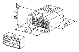 rfw female connector technical drawing